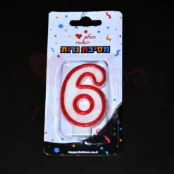 נר ספרה 6 אדום