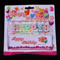 נרות HAPPY BIRTHDAY צבעוני מעוטר