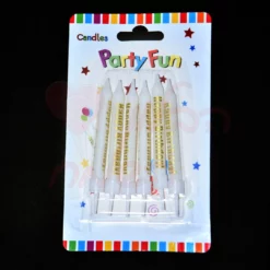 מארז 6 נרות מודפסים "HAPPY BIRTHDAY" זהב